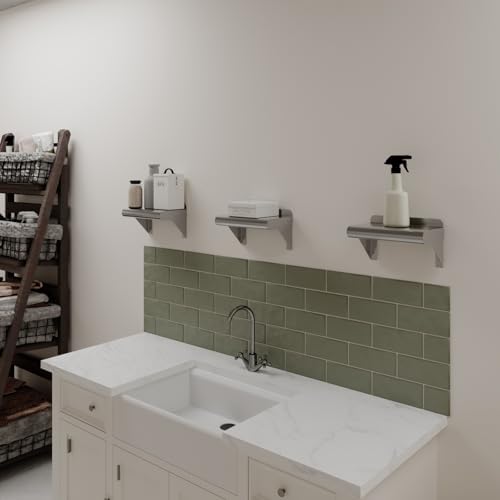 AmGood 6 in. x 10 in. Stainless Steel Wall Mount Shelf - NSF Certified, Commercial Grade, 18-Gauge - Holds up to 120 lbs, with Backsplash & Bullnose Edge for Restaurant, Kitchen, Garage & Utility Room - Image 7