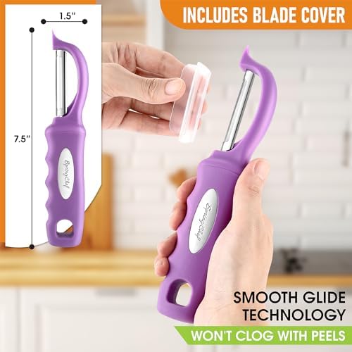 Spring Chef Swivel Vegetable Peeler for Kitchen w/Ergonomic Handle, Orchid - Image 4
