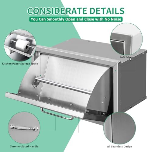Outdoor Kitchen Drawers 16" W x 10" H x 10" D Stainless Steel Paper Towel Drawers with Ergonomic Handle for BBQ Island, Patio Grill Station & Outdoor Kitchen Cabinets - Image 4