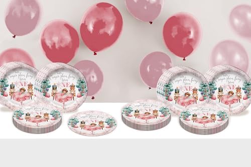 Sugar Plum Fairy Turns One First Birthday - 32 Piece Disposable Party Supplies - Decorations for Christmas Nutcracker 1st Birthday Round Party Plates - Large 9" Paper Plates In Bulk - Image 6