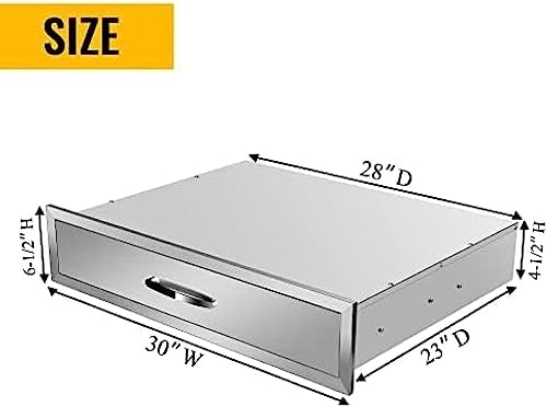 BBQ Outdoor Kitchen Drawers Stainless Steel 3-Drawer BBQ Drawer Enclosed Built-in Drawer Flush Mount for Outdoor Kitchens & BBQ Islands,30Wx23Dx6.5H - Image 2