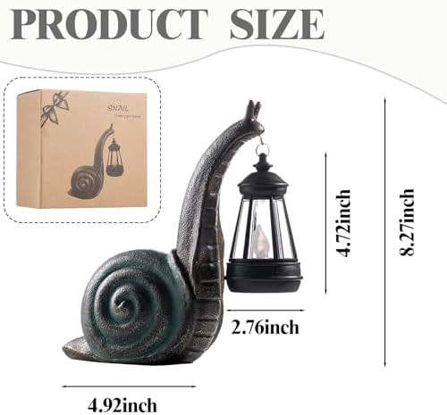 Solar Garden Snail Statue,Lawn Decor Statue for Patio, Balcony, Yard Ornament - Mothers Day Gifts for Mom Grandma Women - Image 2