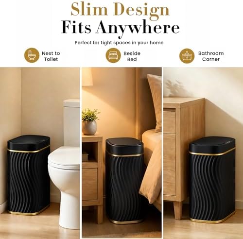 Ogikey Bathroom Small Trash Can with Automatic Touchless Lid, 2.6 Gallon Smart Garbage Can Narrow Waterproof Trash Bin for Bedroom, Office, Living Room - Image 4