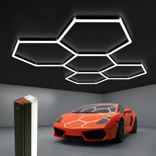 Black Hexagon Garage Lights 5 Hex, 6500K 20160 LM Super Bright Honeycomb LED Garage Ceiling Lights, Premium Car Detailing Lighting for Garage, Workshop, Gym, Barber Shop, Basement by WelcometovisitLitezone