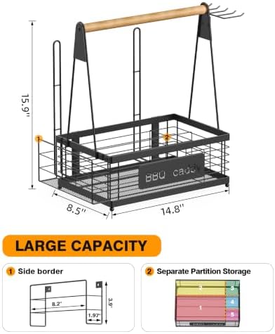 TJ.MOREE Grill Caddy BBQ Organizer for Grilling Tools & Supplies - Image 5