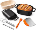 QuliMetal 3.6QT Oval Dutch Oven for Bread Baking - Pre-Seasoned Cast Iron Sourdough Bread Pan with Lid, cast iron loaf pans for bread, Even Heat Distribution for Meatloaf, Homemade Bread by QuliMetal