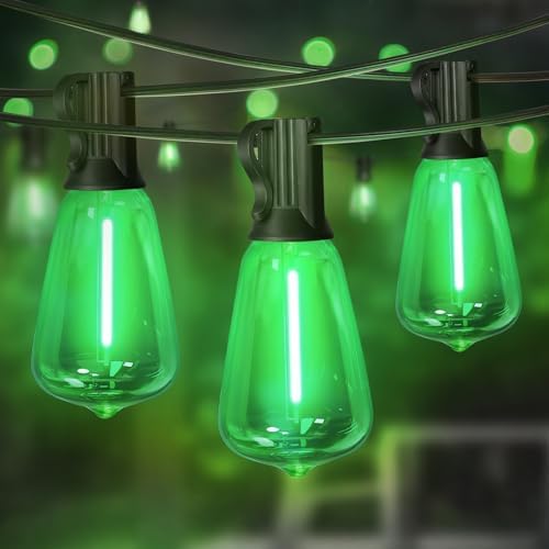 LAMPHOME 4-Pack 26Ft ST38 Green St Patrick's Day Patio Lights，Outdoor String Light with 12+1 Shatterproof LED Edison Bulbs, Waterproof String Lights for Bistro Christmas Party Decor by ULL