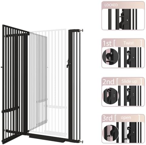 55.11" Extra Tall Cat Gate 29.5-40.6 Wide Pet gate for Doorway Pet Gate with Cat Doors NO Drilling Pressure Mount Kit for Cats and Dogs Indoor Doorways liveing Room Bedroom-Black - Image 4