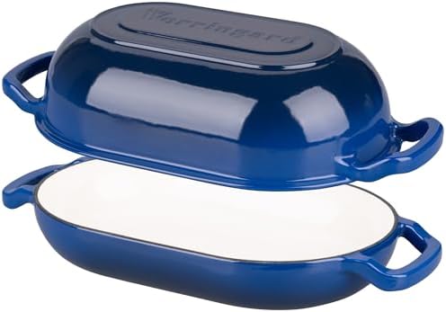 VORRINGARD Enameled Cast Iron Sourdough Bread Oven, Dutch Oven, Loaf Cast Iron Bread Pan for Homemade Bread Baking, Meatloaf Pan with Lid, 5QT, Blue - Image 6