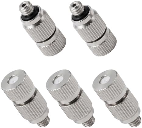 5 Pcs Misting Nozzles, 0.6mm Orifice, Stainless Steel, Anti-Drip by FOCMKEAS