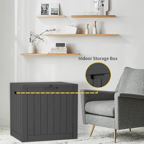 40 Gallon Resin Deck Box, Outdoor Storage Box, Waterproof UV Resistant Lockable，Weatherproof Organizer for Patio Furniture Cushions, Pool Accessories, Garden Tools, Indoor & Outdoor Use, Black - Image 2