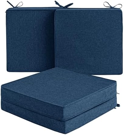 Outdoor Chair Cushions, Set of 4, 19 x 19 Inch, Navy Blue by Unknown