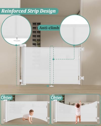 Miumoon 71 inch Reinforced Retractable Baby Gates 34 inch Tall - Image 2