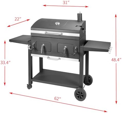 Charcoal Grill 753 Sq In,Extra Large BBQ Grill Adjustable Charcoal Trays - Image 3