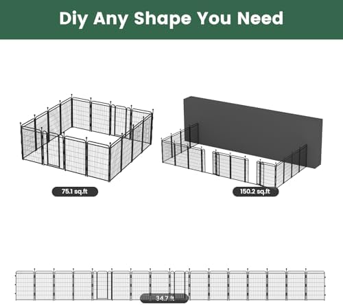Gardner Pet Dog Playpens, 40" H 16 Panels Dog Pen Outdoor/Indoor Dog Fence Exercise Pen for Small/Medium/Large Dogs, Foldable Pet Play Yard Gate with Gravity Automatic Lock, Pet Playpen, Black - Image 3