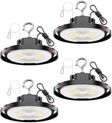160W UFO LED High Bay Light, 24,000LM LED Shop Lights for Garage Warehouse Workshop, 5000K Daylight IP65 Waterproof Commercial Ceiling Fixture, 700W HPS/MH Equiv, ETL Listed, 6ft Cord, 4-Pack by CuLiDing