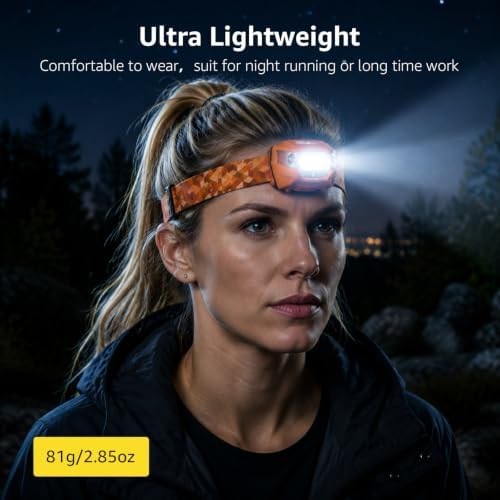 Lepro LED Headlamp Rechargeable IPX4 Waterproof Headlight 5 Modes - Orange - Image 5