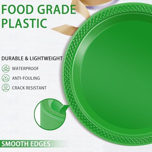 WELLIFE Green Plastic Plates 10 Inch 50 Count - Image 2