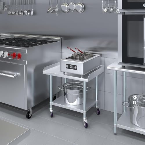Stainless Steel Rolling Equipment Grill Table Stand | 30" x 30" Work Table - Image 3