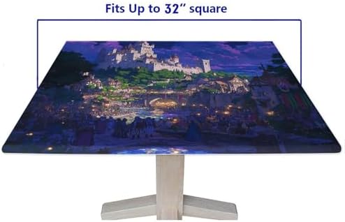 Table Cloth with Elastic Fitted Edges, Medieval Fantasy Pattern Printed on Oilproof Square Table Cover Fitted, Great for Picnics BBQs Daily Meals, Fit for 32" x 32" Square Tables - Image 5