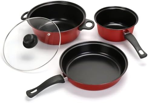 Non-Stick Cookware Set 4Pcs Pots and Pans Set for Outdoor Picnic Travel by Pleasthome