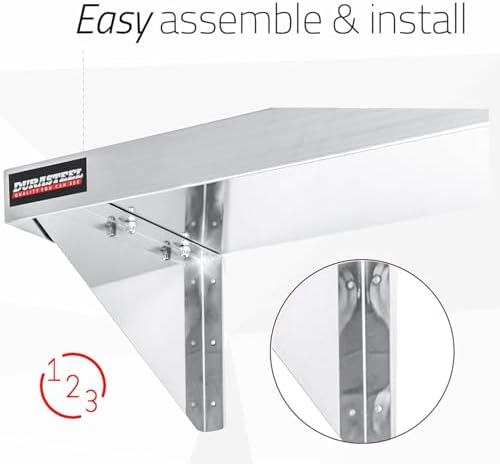 DuraSteel Stainless Steel Shelf - 36 Inch Wide x 12 Deep Commercial NSF Mounted Metal Wall Shelf Pantry Organizer Garage Storage Shelves - Rack Shelving Restaurant Kitchen Units Laundry Utility Room - Image 6