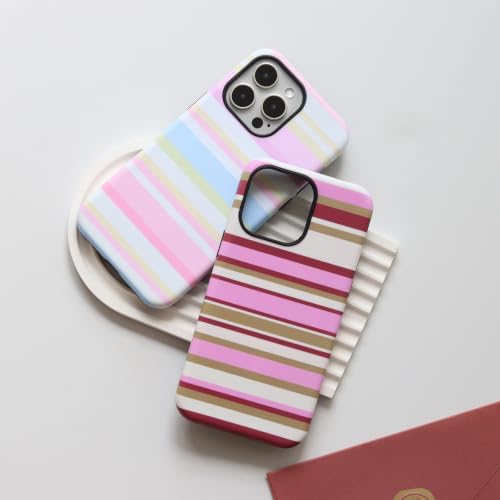 for iPhone 14 Pro Max Case, Magnetic Matte Frosted Dual-Layer Striped Phone Case for Women, Retro Aesthetic Cover Compatible with MagSafe Accessories - Pastel Dream - Image 6