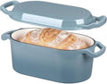 VORRINGARD Oval Dutch Oven Pot with Lid, Enamel Coating Cast Iron Bread Pans for Homemade Sourdough Bread Baking, Cooking, 4 Quart, Sea Salt by Unknown