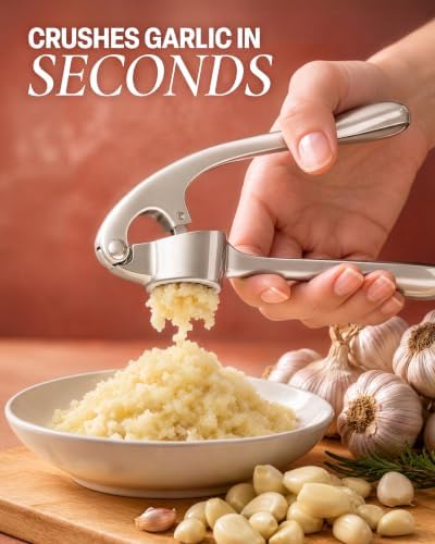 Zulay Kitchen Metal Garlic Press Garlic Mincer Tool Stainless Steel, Silver - Image 5