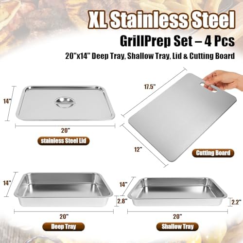 20 Inch Stainless Steel Grill Carry System Tray Set - Image 2
