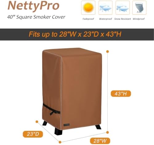 NetttyPro Electric Smoker Cover 40 inch for Outside, 28" W x 23" D x 43" H - Image 6