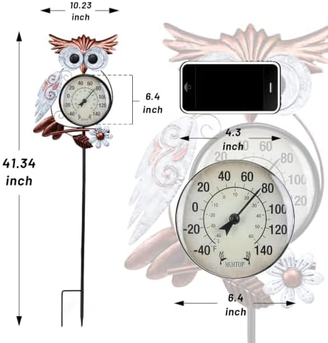 MUMTOP Outdoor Thermometer, Owl Outside Decor for Patio, Yard and Garden - Image 3