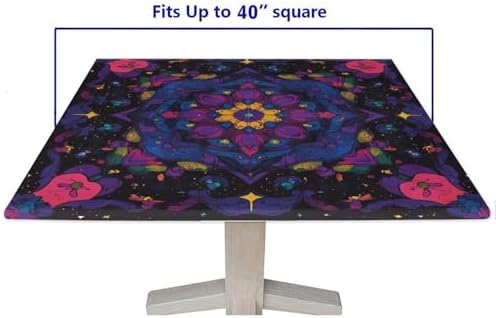 Square Fitted Tablecloth with Elastic, Mandala Madness Pattern Printed on Fade Resistant Folding Table Square Cover, Ideal for Buffet Catering Community, Fit for 40" x 40" Square Tables - Image 5