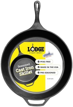 Lodge Pre-Seasoned Cast Iron Skillet, PFAS-Free, 13.25 Inches by Lodge