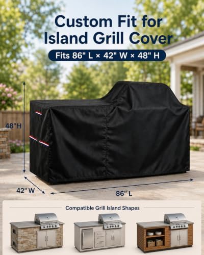 86 Inch Extra Large Grill Cover Island with Left/Right Grill Head 600D - Image 2