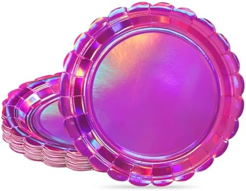NatNarr 30 Pk Iridescent Pink Plates 7" Halloween Dessert Cake Plates by NatNarr