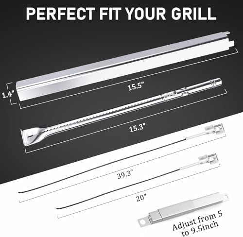 Uniflasy Grill Parts for Charbroil Performance 5 Burner 463448021 463449021 463451022 Cast Iron Grill Grates Stainless Steel Burners, Heat Plates, Igniter & Crossover Tubes - Image 2
