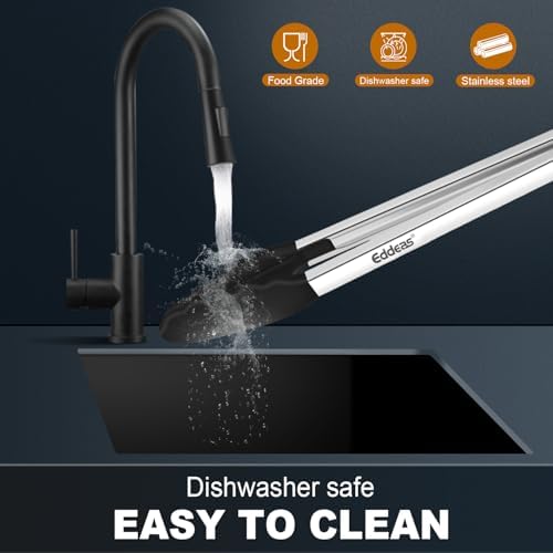 Kitchen Tongs with Silicone Tips, Heat Resistant 600 Degrees All Metal handle Locking Tongs For Cooking with Rubber Tips, Heavy Duty Stainless steel Food Tongs, Set of 3-7" 9" & 12" Black - Image 6