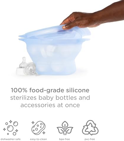 Ubbi 3-in-1 Collapsible Microwave Baby Bottle Sterilizer Wash Bin, Blue - Image 3