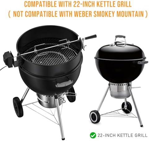 Skyflame Charkettle Rotisserie Ring Kit for Weber 22-Inch Kettle, Black - Image 2