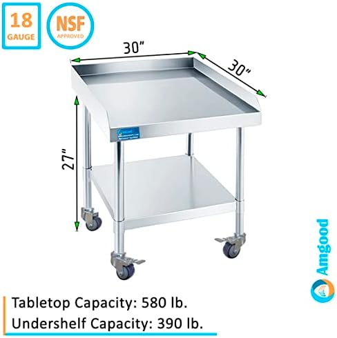 30" x 30" Stainless Equipment Stand, Casters, NSF - Image 3