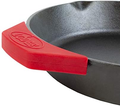 Lodge 10.25 Inch Cast Iron Pre-Seasoned Skillet – Signature Teardrop Handle - Use in the Oven, on the Stove, on the Grill, or Over a Campfire, Black & ASAHH41 Silicone Assist Handle Holder, Red - Image 7