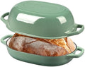 EDGING CASTING Enameled Cast Iron Oval Dutch Oven Pot with Lid, Dutch Oven for Sourdough Bread Baking, Bread Oven, Bread Dutch Oven, Oval Bread Pan, 7qt, Sage Green by EDGINGCOOKWARE