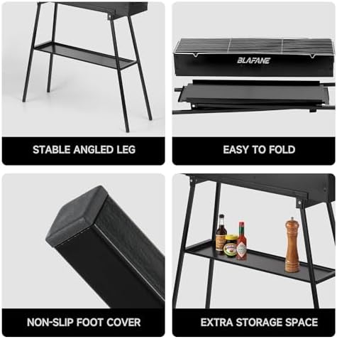 Charcoal Grill, Portable BBQ Grill with Removable Stand & Shelf - Image 5