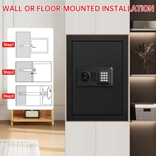 3.4 Cubic Home Safe Fireproof Waterproof, Fire Safe Box for Home with Digital Keypad, Key Lock and Alarm System, Anti-theft Security Safes Water and Fireproof for Document Medicine Money Valuables - Image 7
