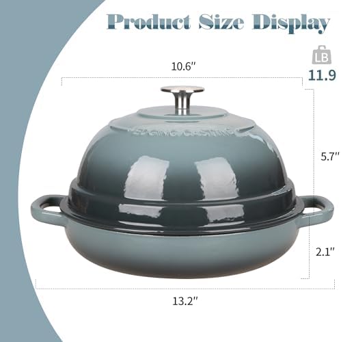 EDGING CASTING Enameled Cast Iron Dutch Oven Pot with Lid, Round Bread Oven for Homemade Sourdough Bread Baking, 6 Quart, Slateblue - Image 3