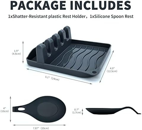 2 Pack Multiple Utensil Spoon Rest with Drip Pad Non-Slip Heat Resistant Kitchen and Grill Spoon Holder for Spatula, Ladle, Tongs, Kitchen Gadgets, and Cooking Accessories (Bright Black) - Image 4