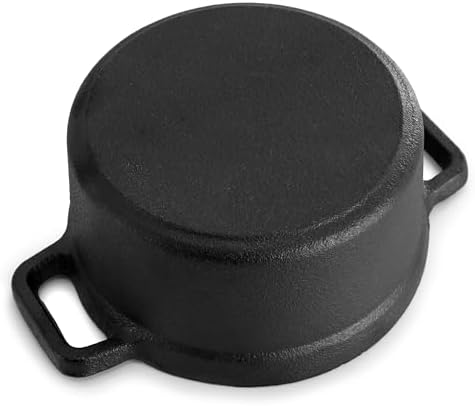 MegaChef Cast Iron 8 Ounce Mini Dutch Oven with Wood Tray, Cookware, Bakeware, Serveware (4 Piece) - Image 5