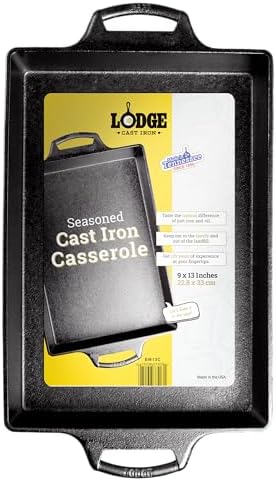 Lodge Pre-Seasoned Cast Iron Casserole Pan, 9 x 13 Inches by Lodge