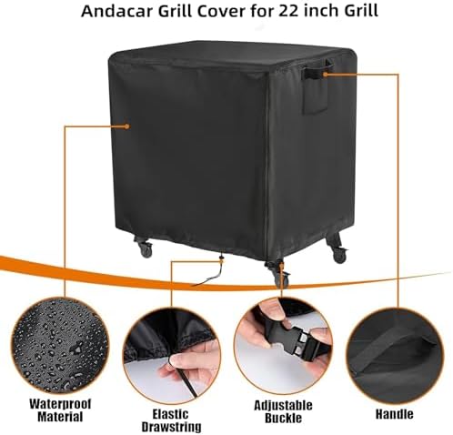 Outdoor Grill Cover for Weber 22 Inch Performer Charcoal, Waterproof Heavy Duty Smoker BBQ Grill Cover for VEVOR 22 Inch Portable Grill with Cart - 45" L×33" W×38" H - Image 3